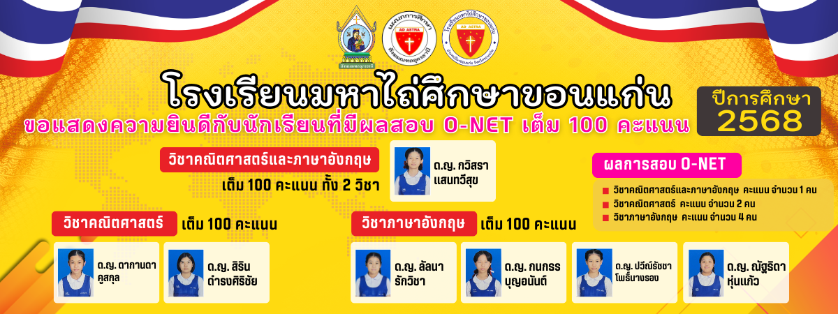 แบนเนอร์ประชาสัมพันธ์โรงเรียนมหาไถ่ศึกษาขอนแก่น